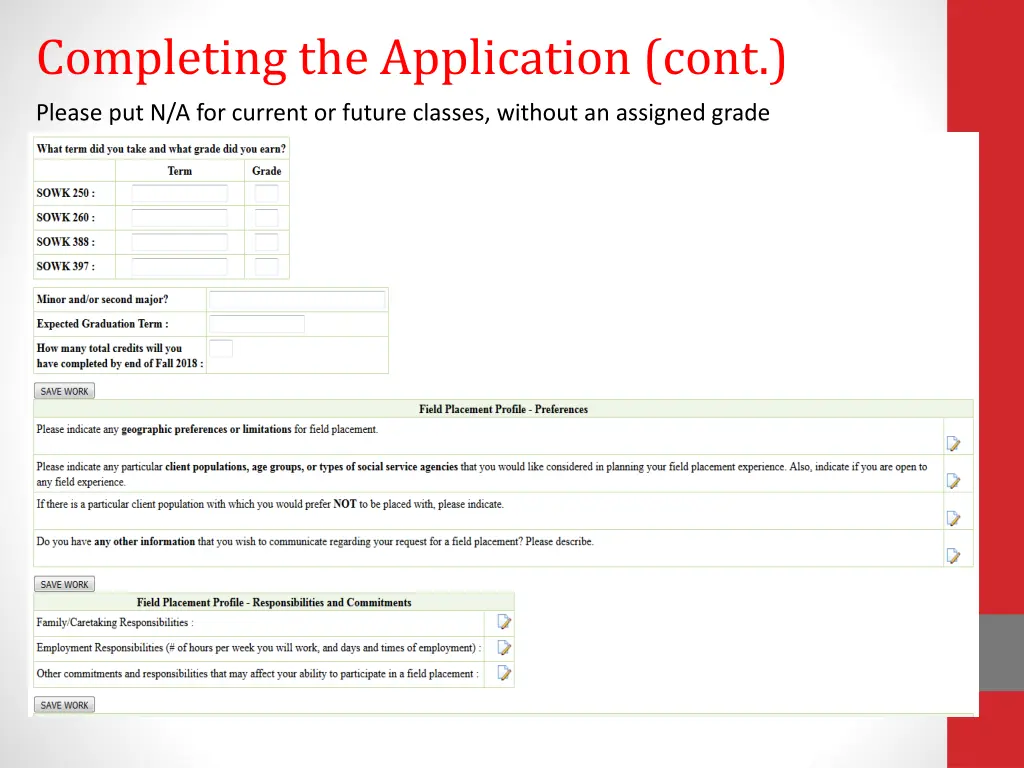 completing the application cont 1