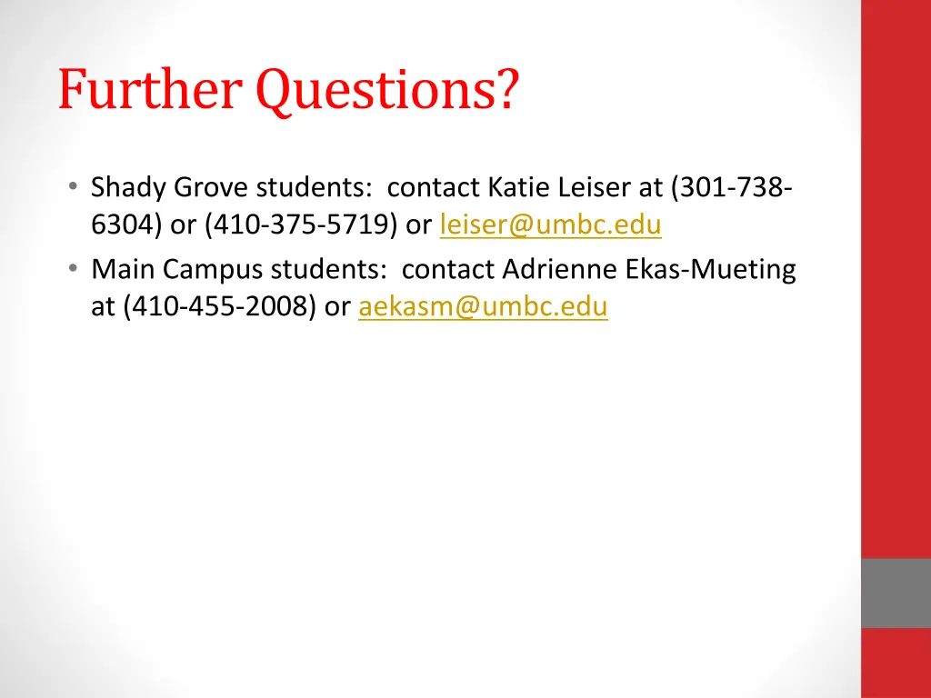 further questions