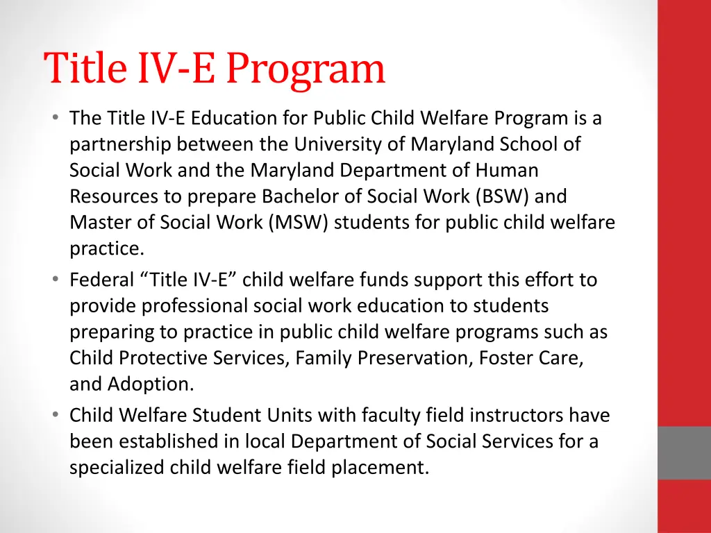 title iv e program