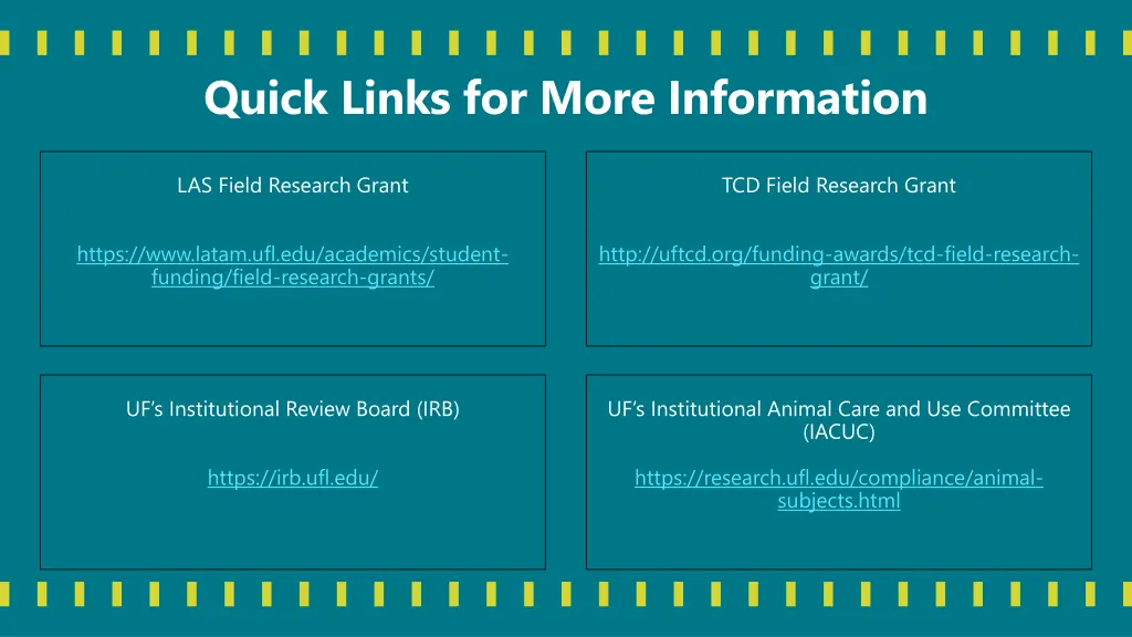 quick links for more information