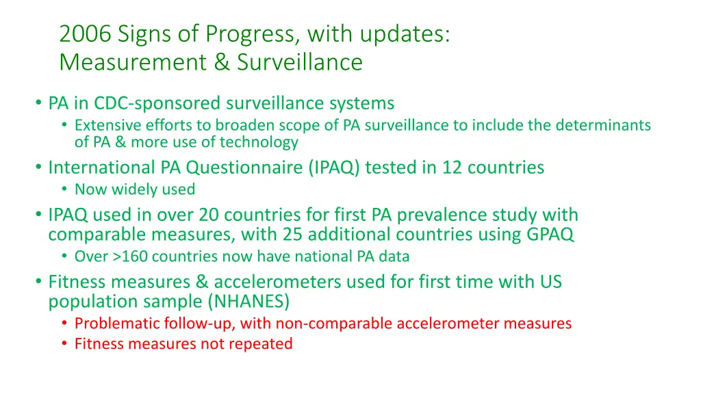 2006 signs of progress with updates measurement