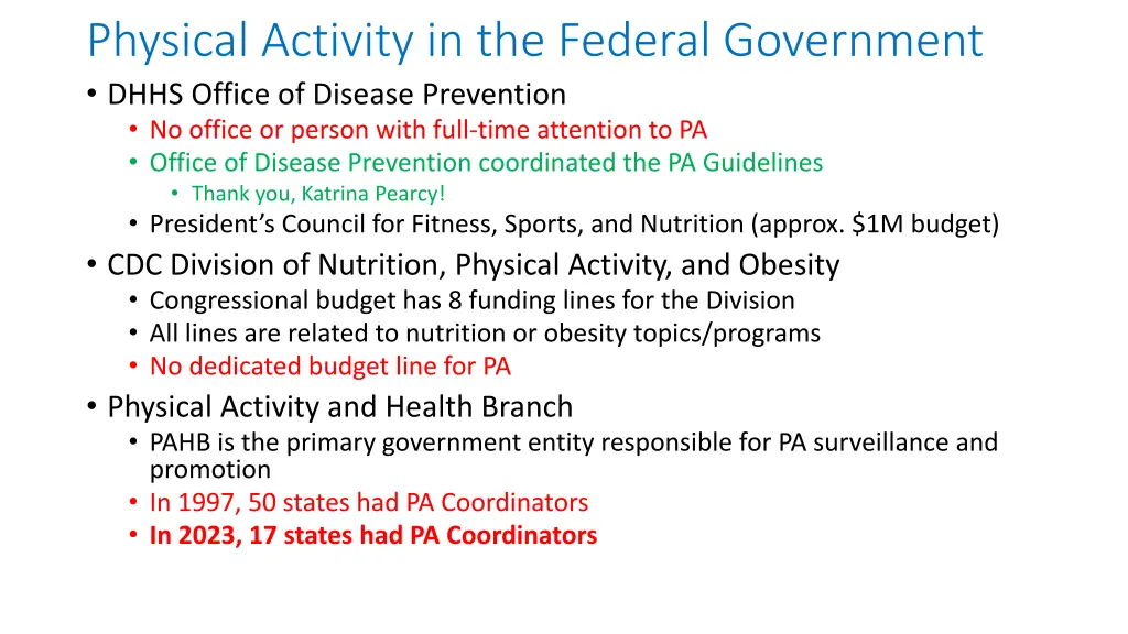 physical activity in the federal government dhhs