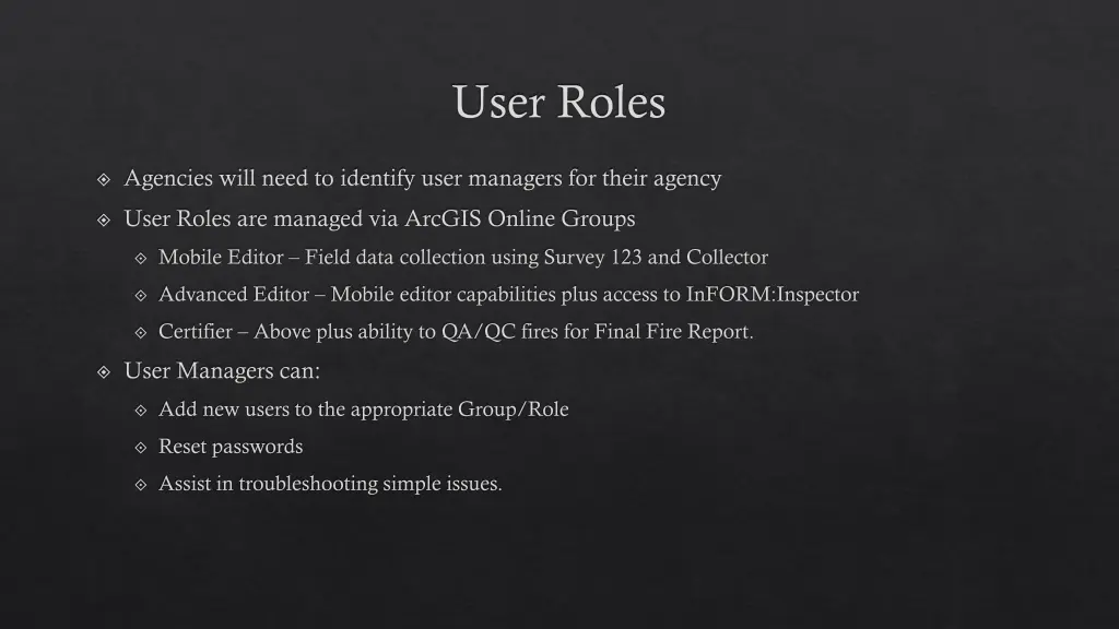 user roles