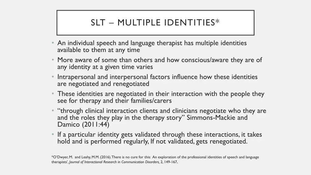 slt multiple identities