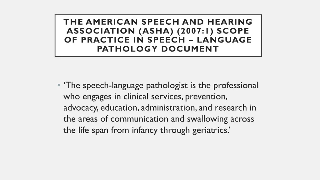 the american speech and hearing association asha