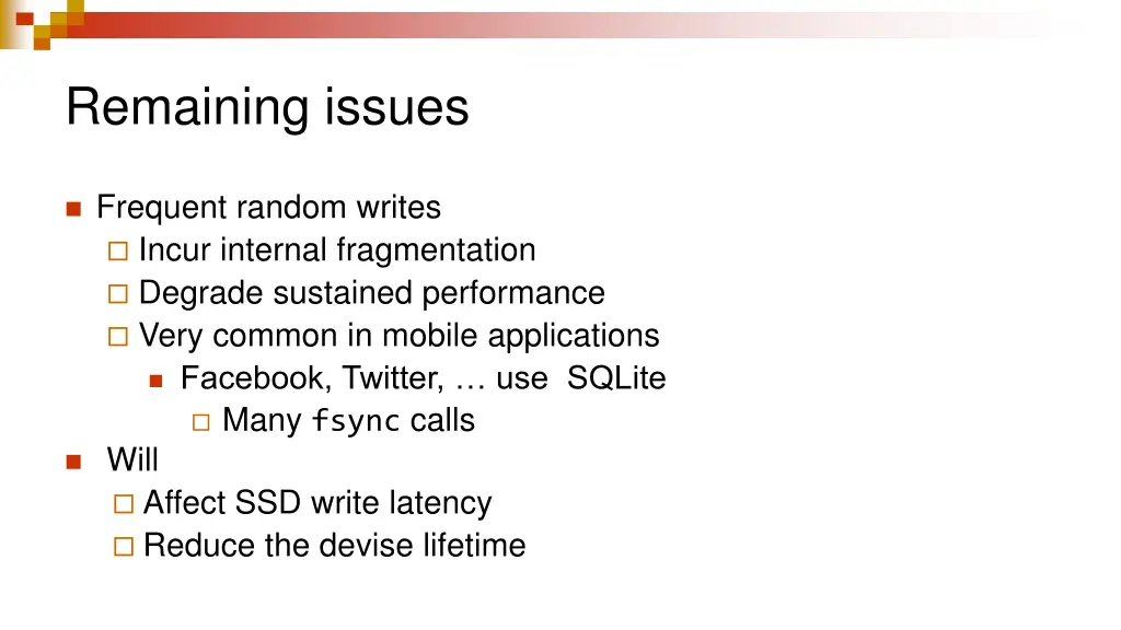 remaining issues