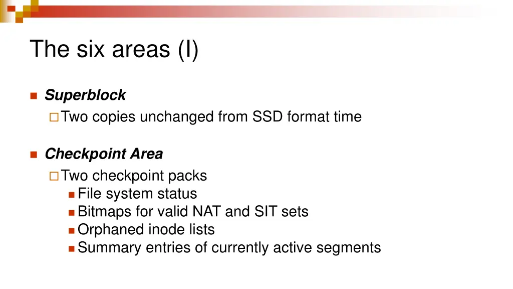 the six areas i