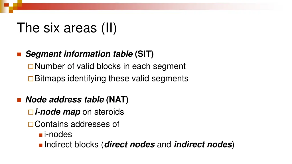 the six areas ii