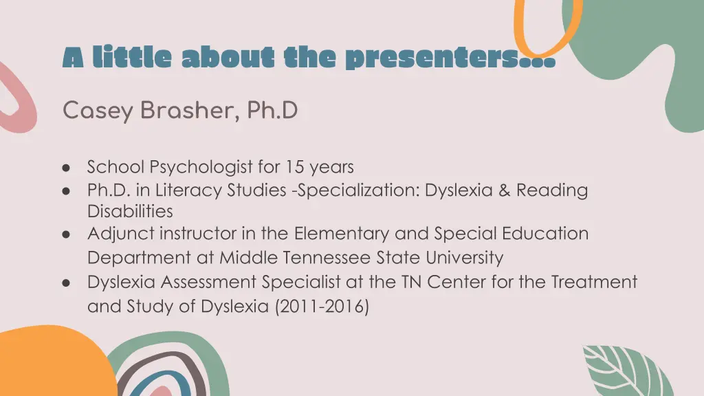 a little about the presenters