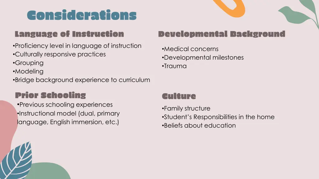 considerations language of instruction