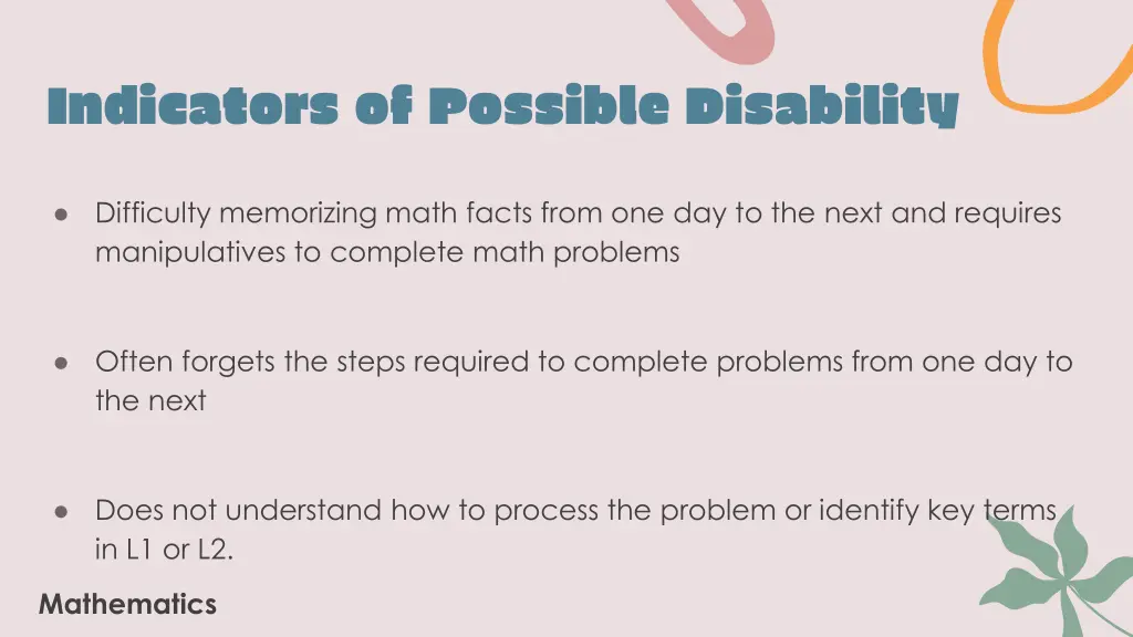 indicators of possible disability 2