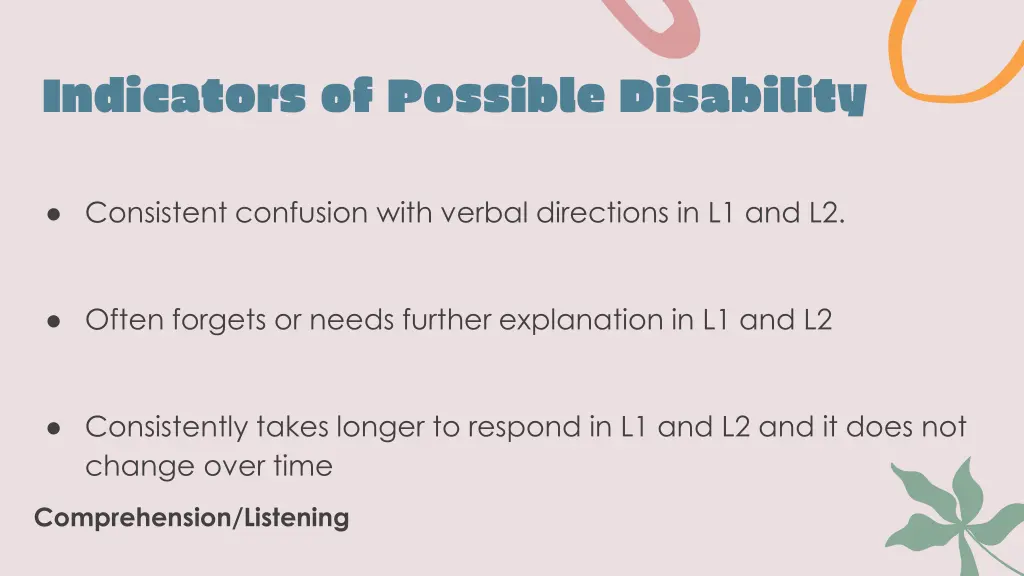 indicators of possible disability