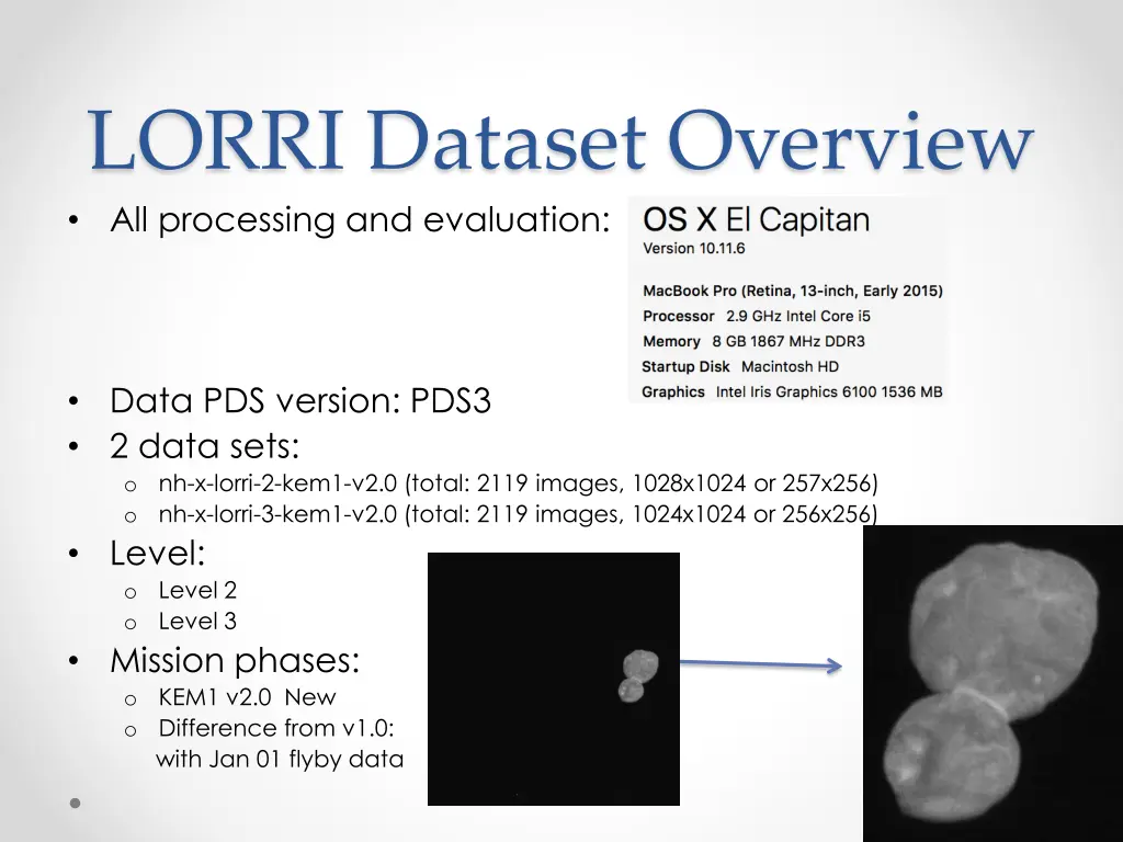 lorri dataset overview all processing