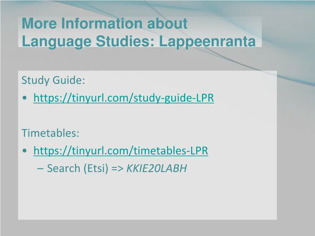 more information about language studies