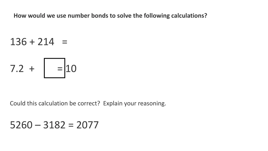 how would we use number bonds to solve