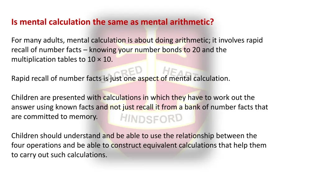 is mental calculation the same as mental