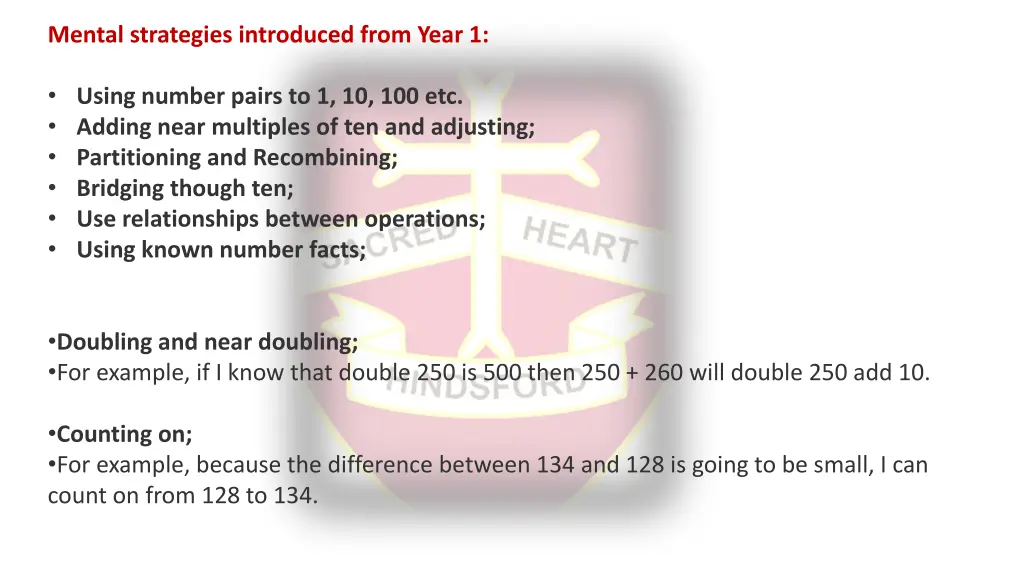mental strategies introduced from year 1