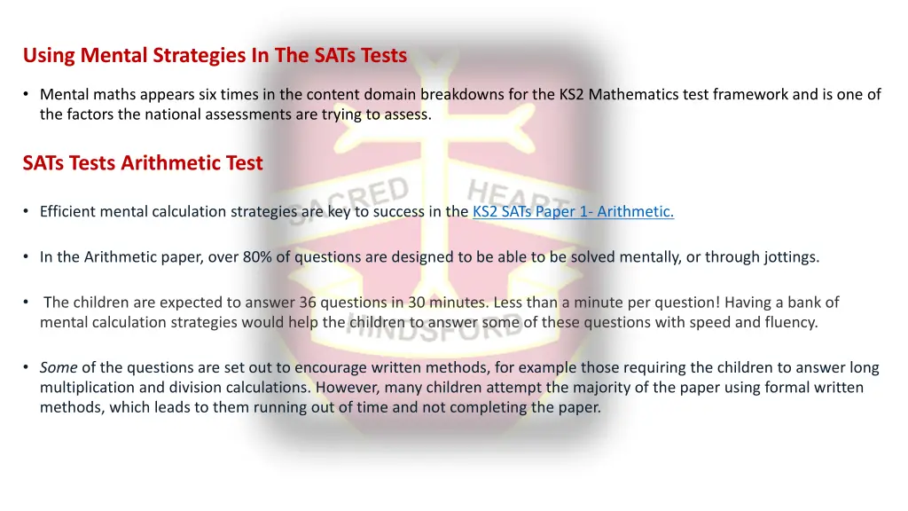 using mental strategies in the sats tests