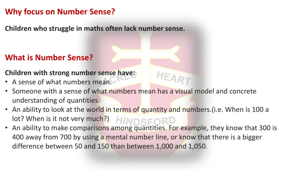why focus on number sense