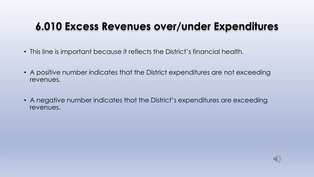 6 010 excess revenues over under expenditures