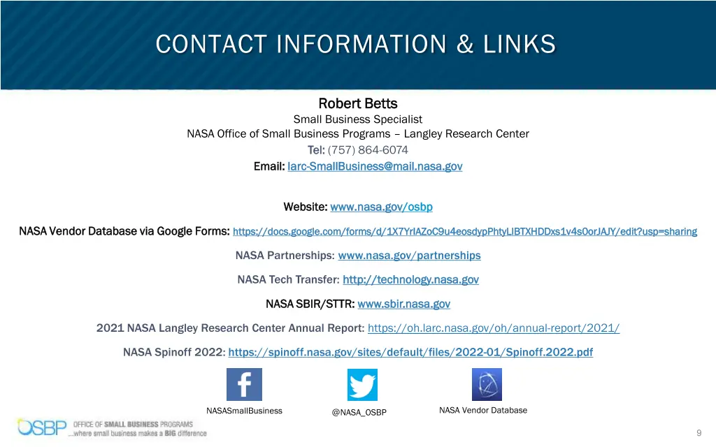 contact information links