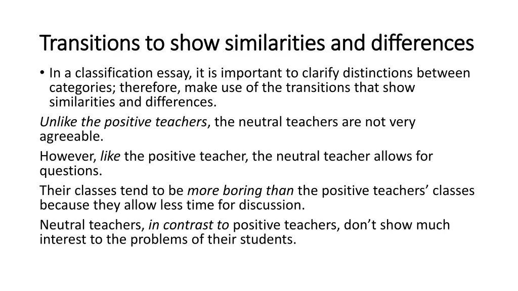 transitions transitions to to show
