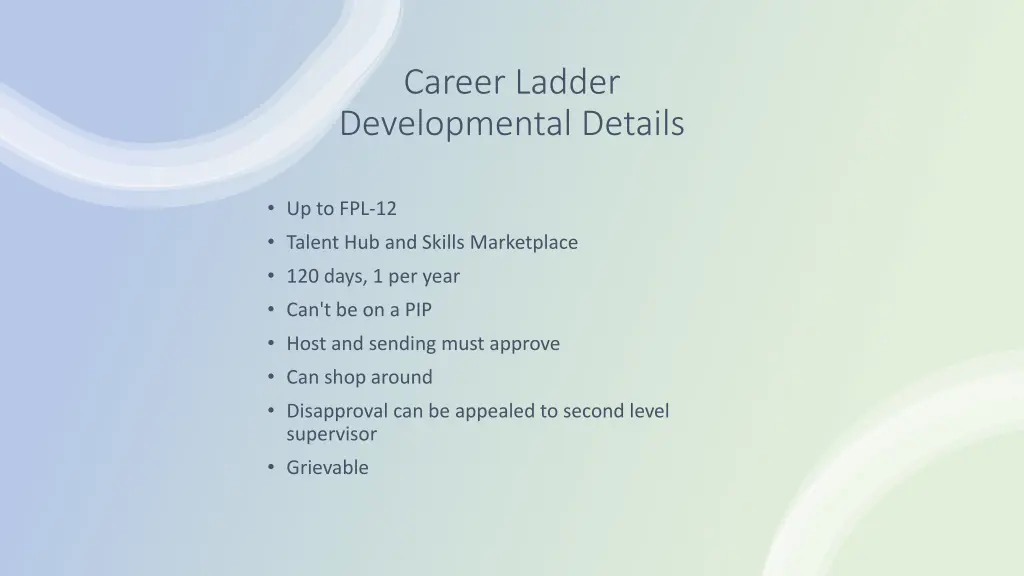 career ladder developmental details