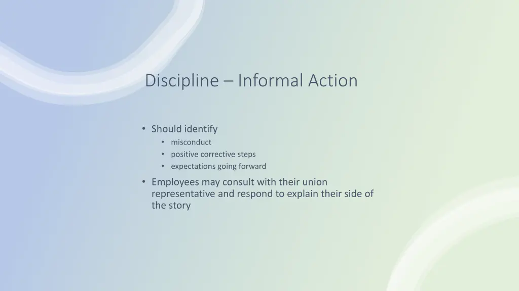 discipline informal action