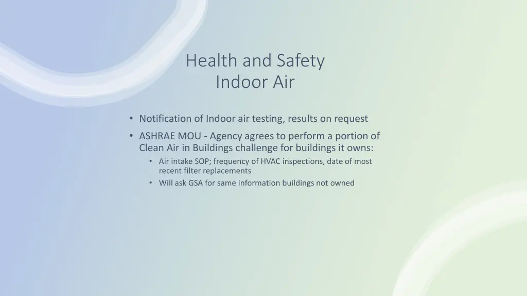 health and safety indoor air