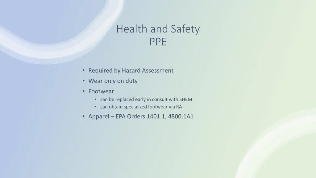 health and safety ppe