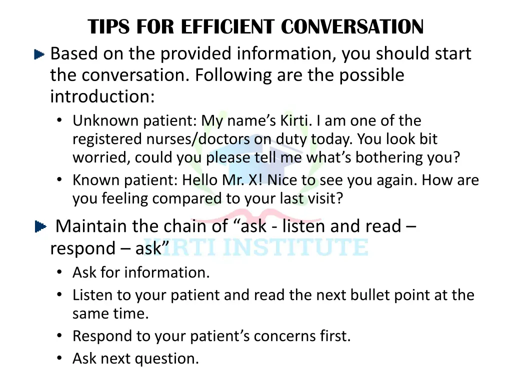 tips for efficient conversation based