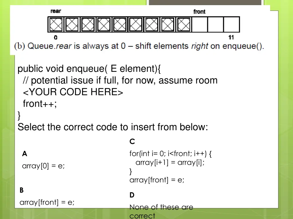 public void enqueue e element potential issue