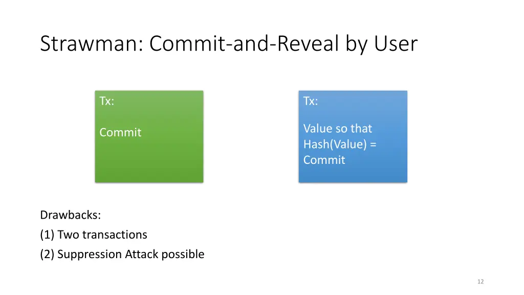 strawman commit and reveal by user
