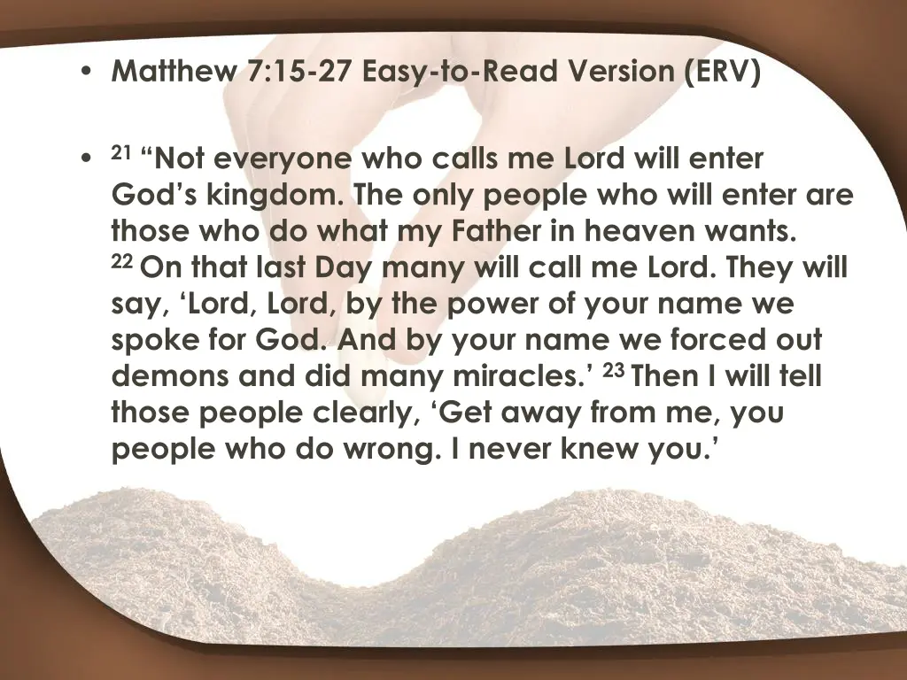matthew 7 15 27 easy to read version erv