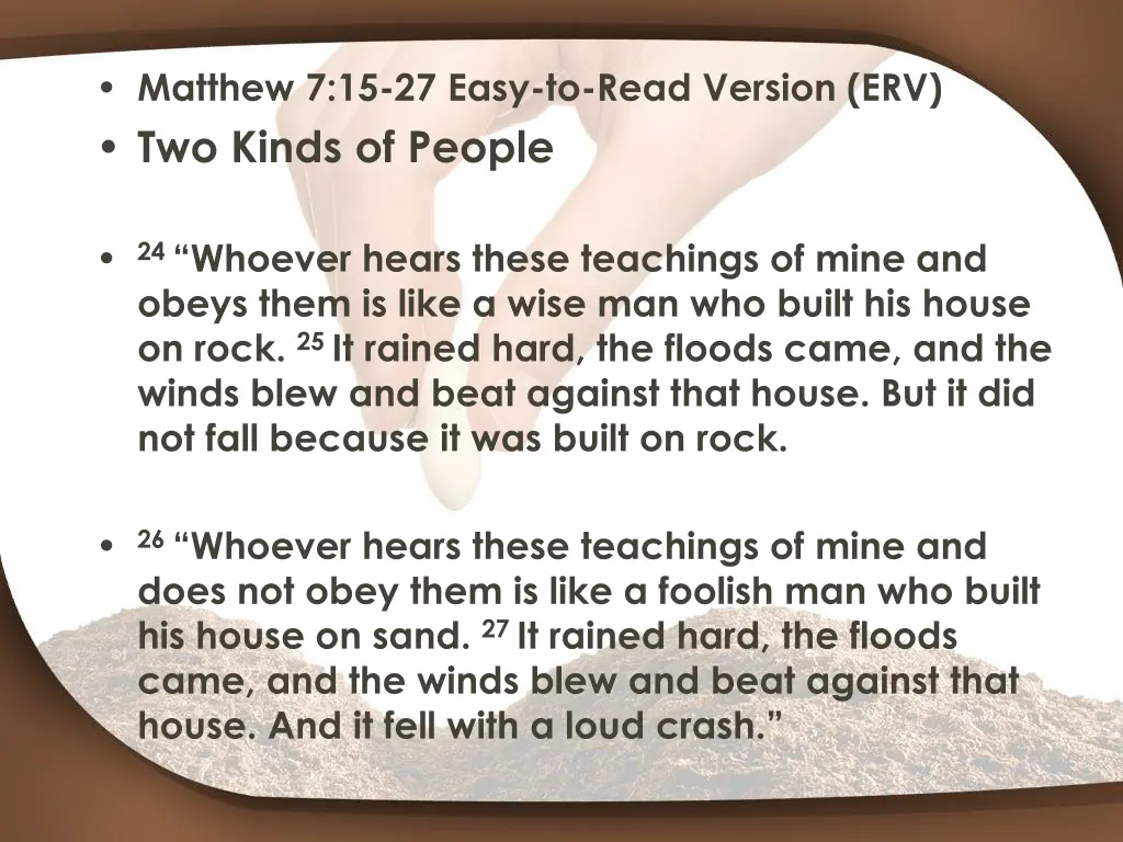 matthew 7 15 27 easy to read version