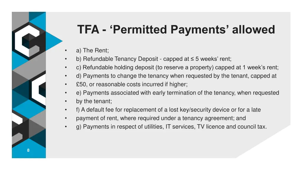 tfa permitted payments allowed