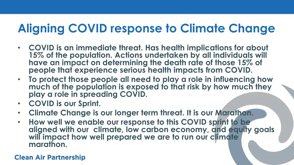 aligning covid response to climate change