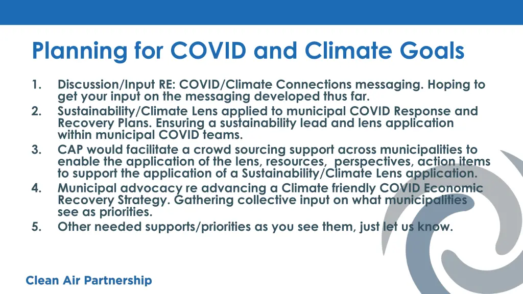 planning for covid and climate goals
