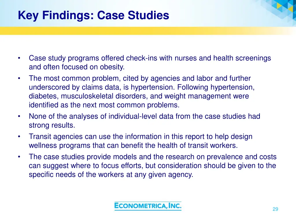 key findings case studies