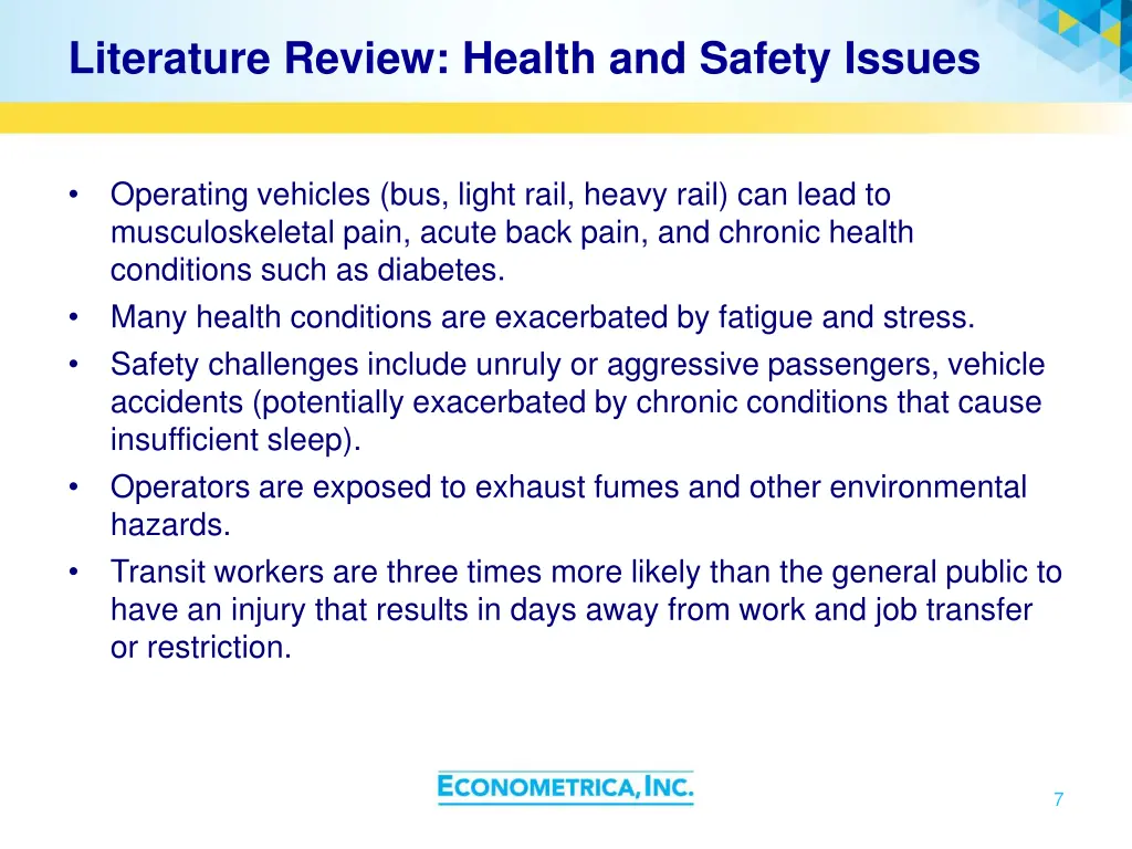 literature review health and safety issues