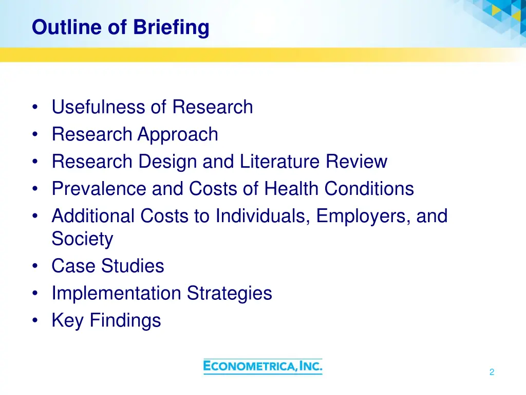 outline of briefing