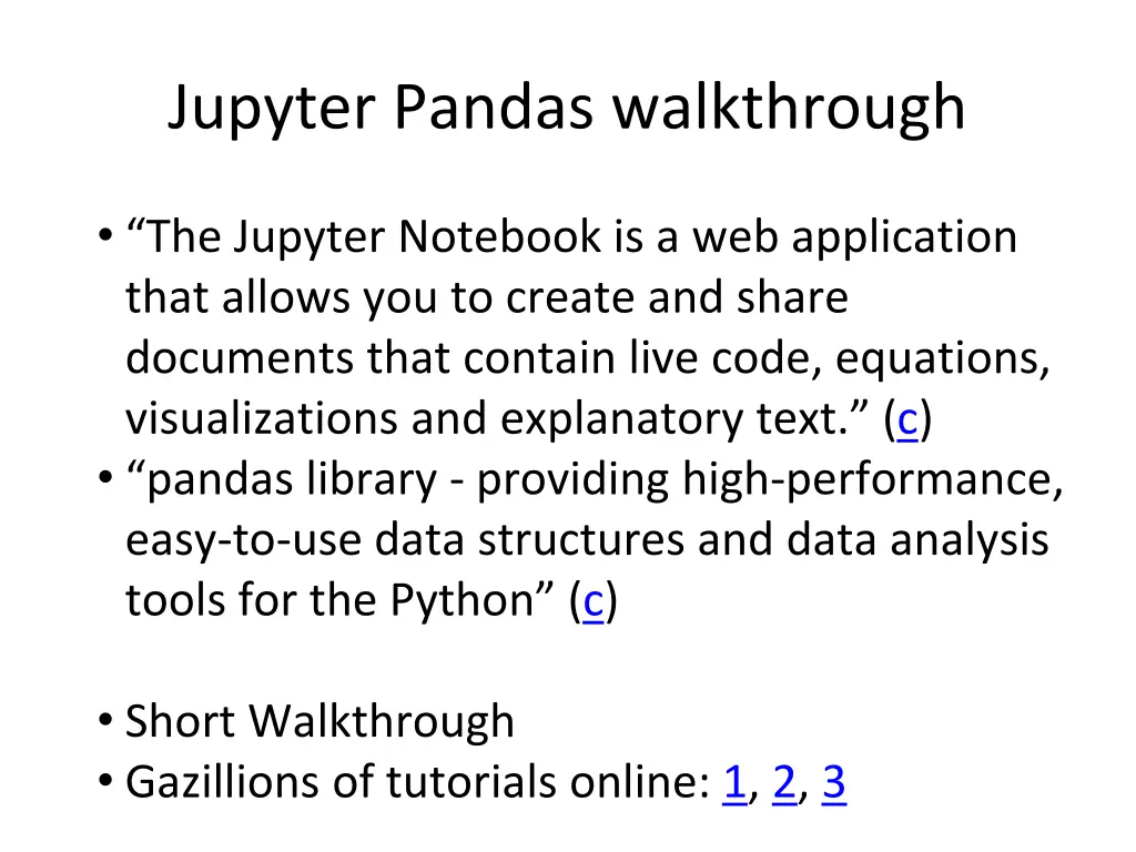 jupyter pandas walkthrough