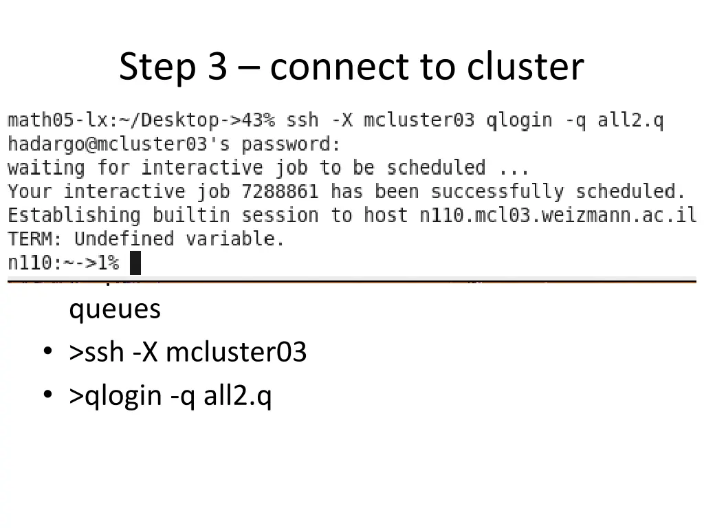 step 3 connect to cluster