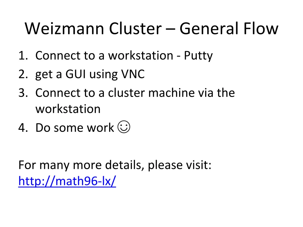 weizmann cluster general flow