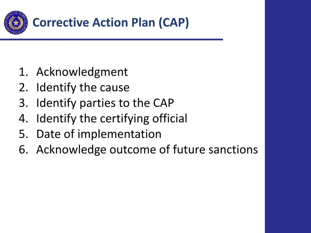 corrective action plan cap