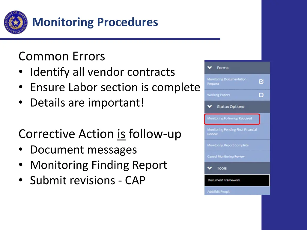 monitoring procedures 1