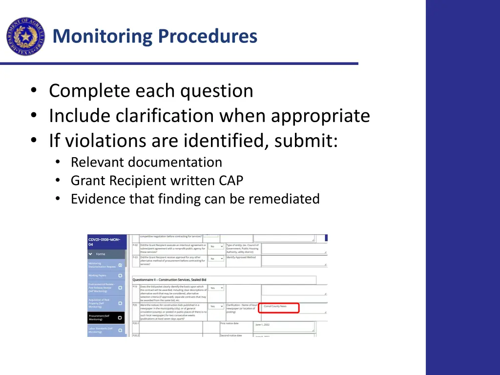 monitoring procedures