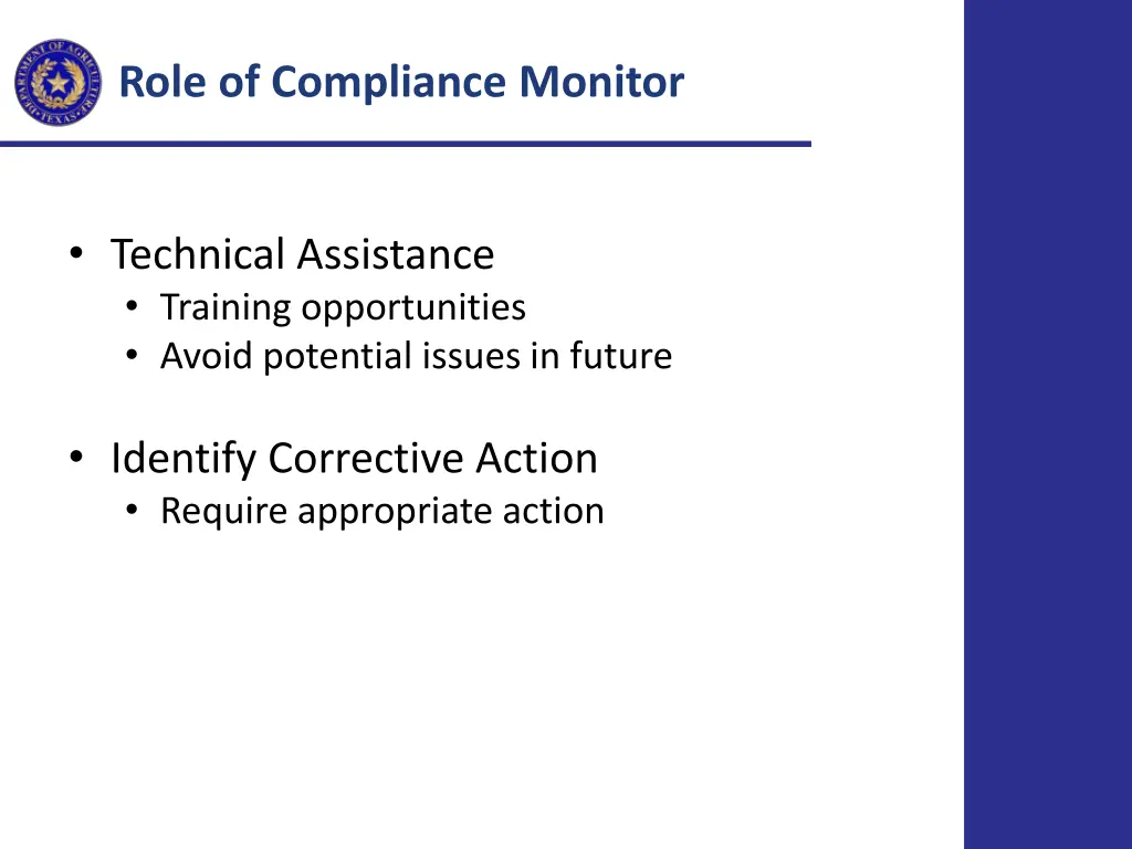 role of compliance monitor 1