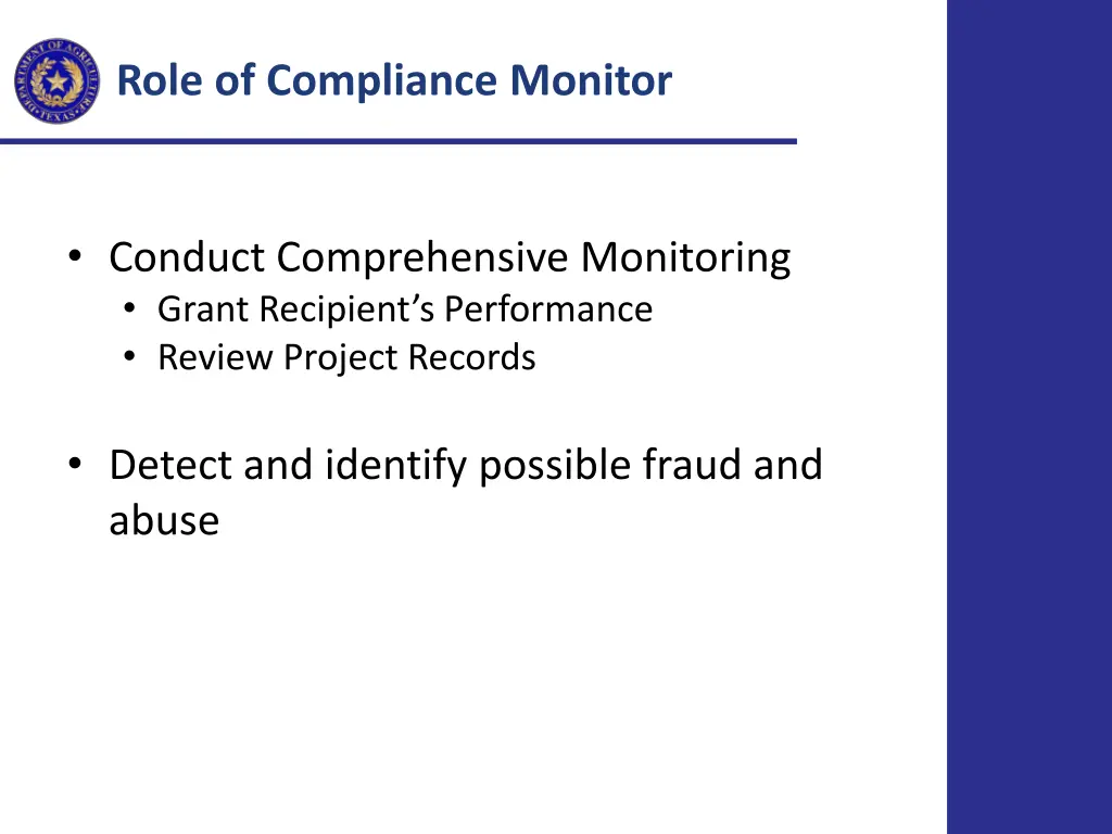 role of compliance monitor