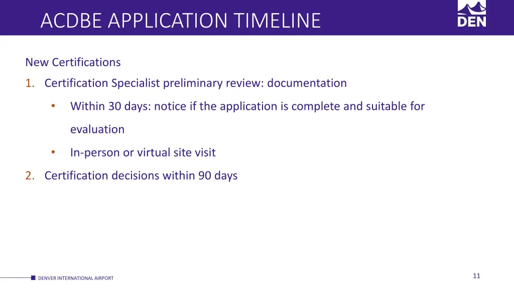 acdbe application timeline